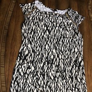 Xl black&white dana Buchanan dress w/ gold accents